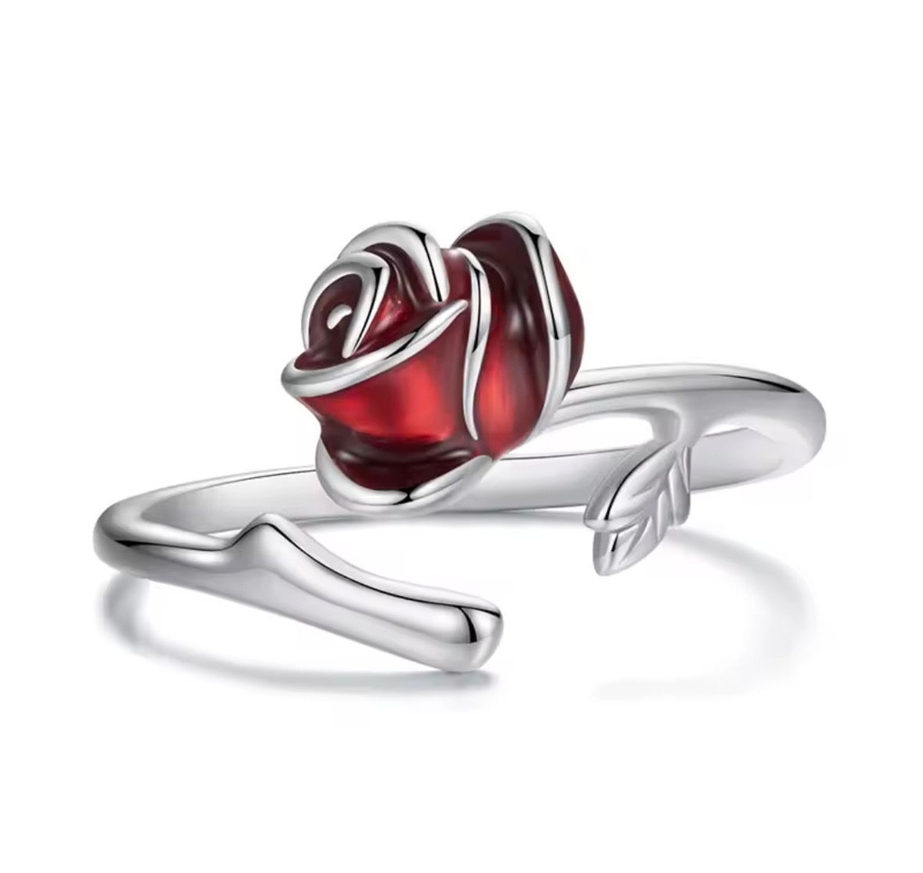 Anillo Rositas Rojas (Plata 925)