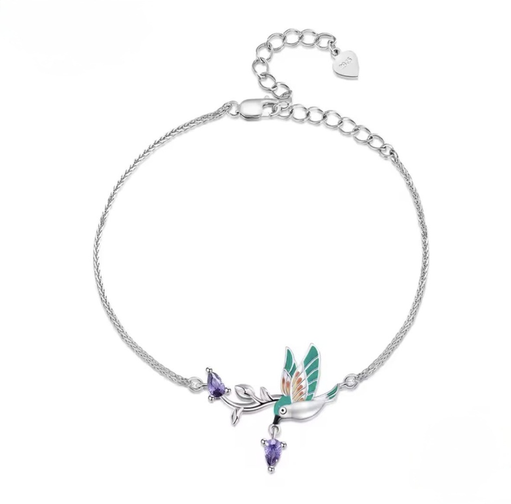 Pulsera Ave lila mágica (Plata 925)