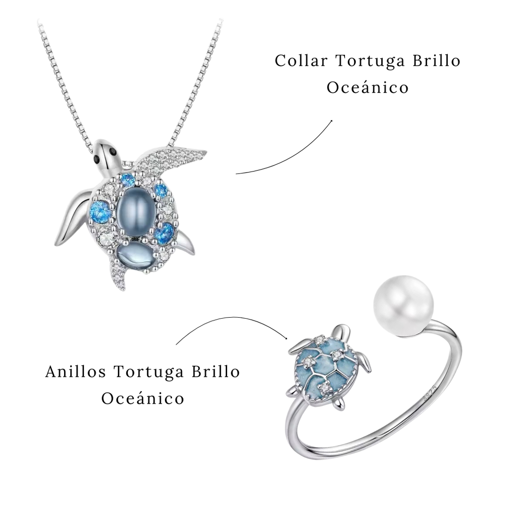 Set Tortuga Brillo Oceánico (Plata 925)