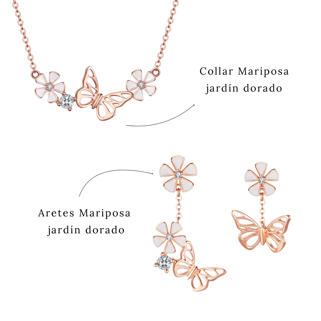 Set Mariposa Jardín Dorado (Plata 925)