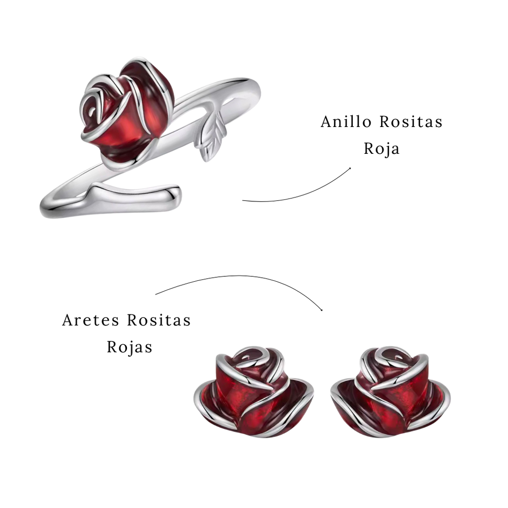 Set Rositas Rojas (Plata 925)