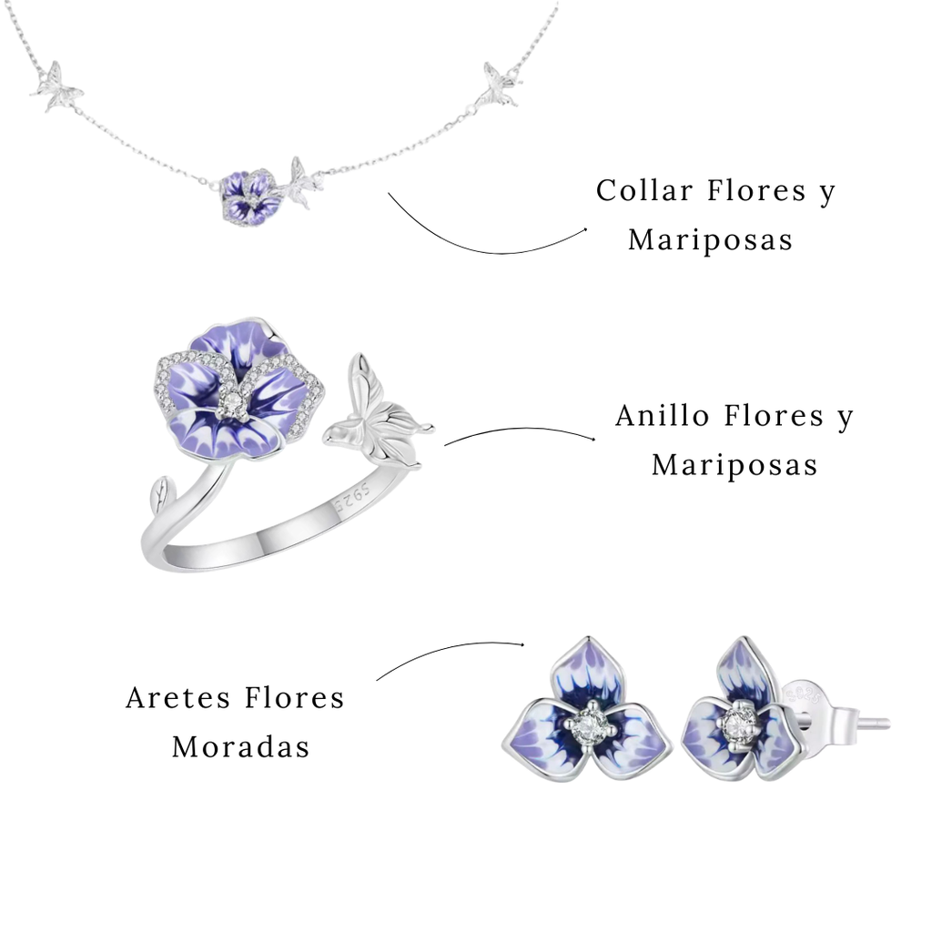 Set Flores y Mariposas (Plata 925)