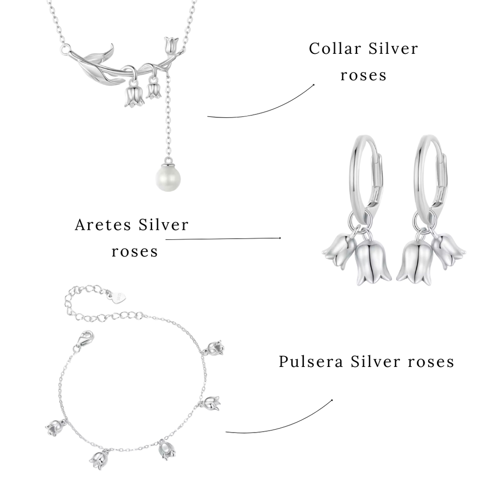 Set  Silver Roses (Plata 925)