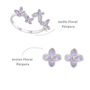 Set Floral Púrpura (Plata 925)