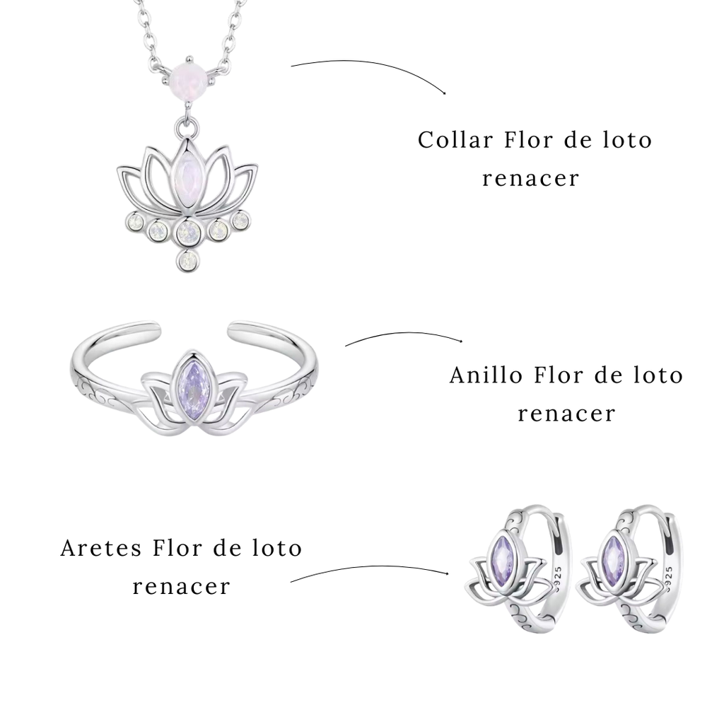 Set Flor de loto renacer (Plata 925)