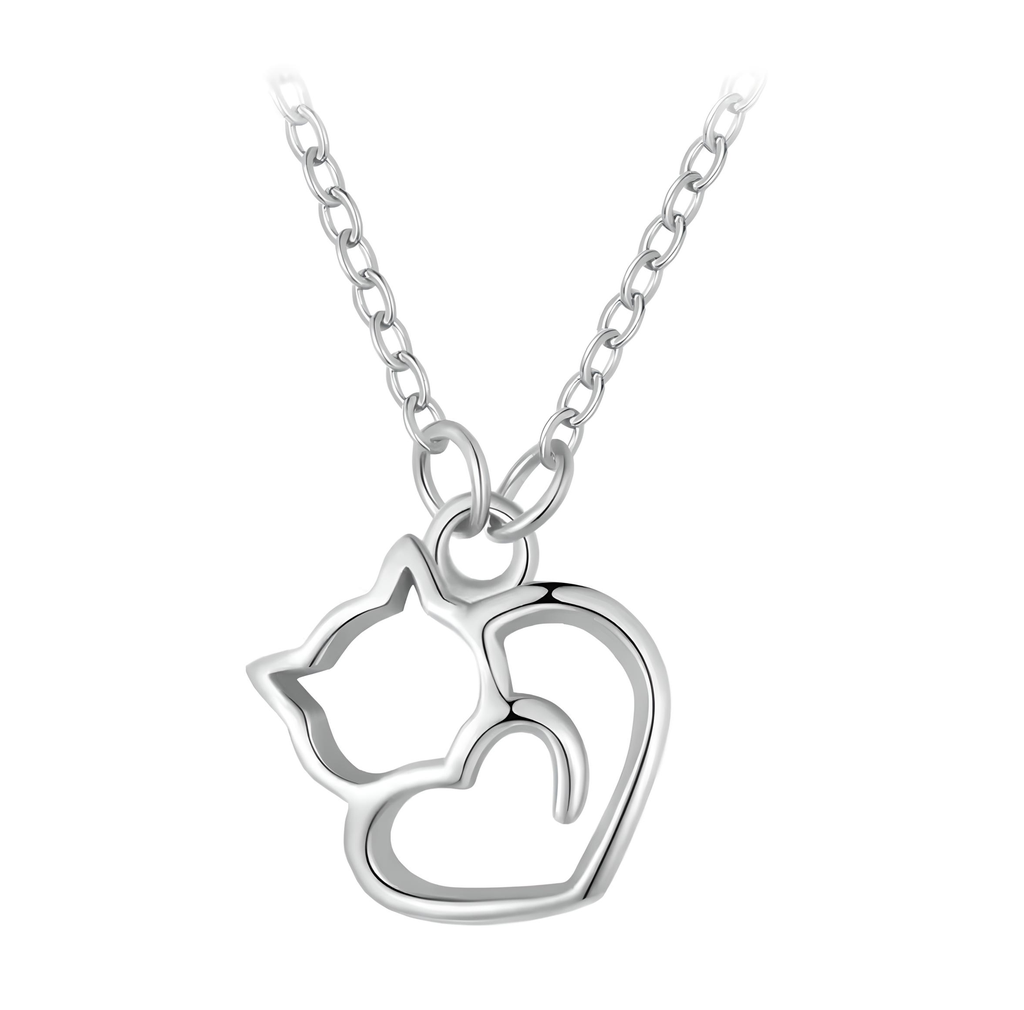 Collar gato silueta plateado (Plata 925)