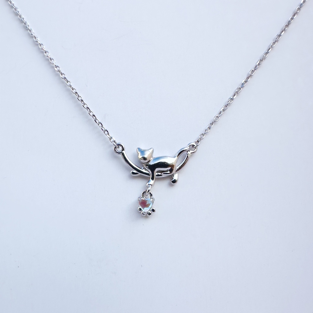 Collar Gato Reposo Lunar de plata 925