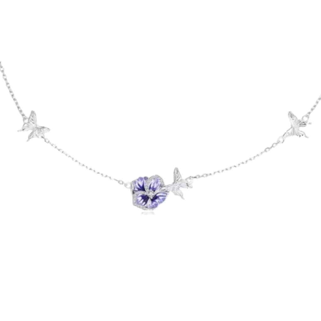 Collar Flores y Mariposas de plata 925