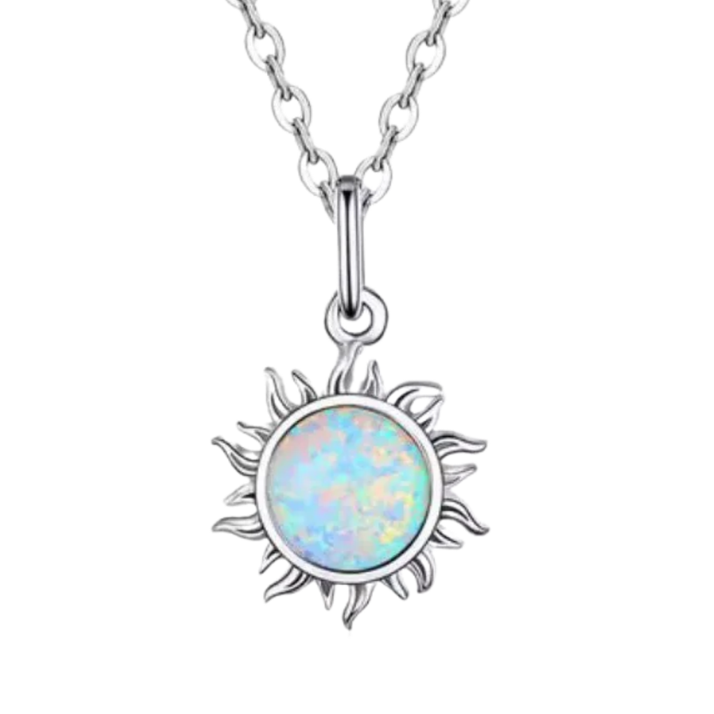 Collar Sol Ópalo Plateado de plata 925