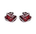 Aretes Rositas rojas (Plata 925)