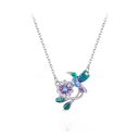 Collar Colibrí Flor Morado (Plata 925)