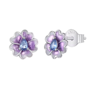 Aretes flor morado (Plata 925)