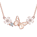 Collar  Mariposa Jardín Dorado de plata 925