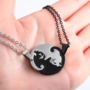 Collar Yin Yang gato Círculo Negro (Dos Dijes - Dos Cadenas)